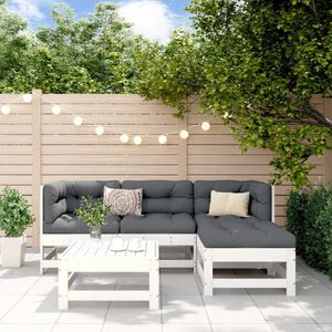 vidaXL 5-delige Loungeset massief grenenhout wit