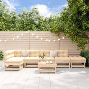 vidaXL - Loungeset - Massief Grenenhout - 7-delig - Tuinset