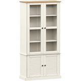 vidaXL Vitrine VIGO Weiß 85x35x170 cm Massivholz Kiefer