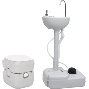 vidaXL - Campingtoilet - en - wasbak - draagbaar