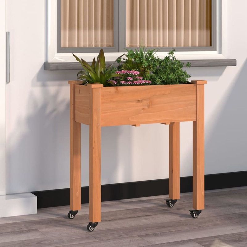 Pflanzkübel mit Einsatz und Rollen Braun 71x37x80 cm Tannenholz Vidaxl