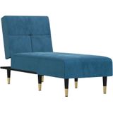 vidaXL - Chaise - longue - fluweel - blauw