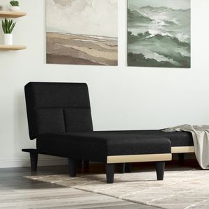 VidaXL Chaise Longue Stof Zwart