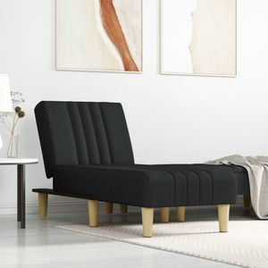 VidaXL Chaise Longue Stof Zwart