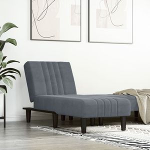 VidaXL Chaise Longue Met Rechterarmleuning En Kussen - Kunstleer Donkergrijs, Comfortabele Lounge Stoel