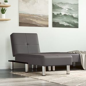 vidaXL - Chaise Longue - Kunstleer - Grijs