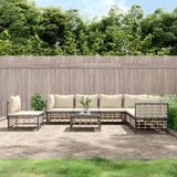 vidaXL - 8-delige - Loungeset - met - kussens - poly - rattan - antracietkleurig