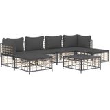Vidaxl - 7-tlg. Garten-Lounge-Set mit Kissen Anthrazit Poly Rattan