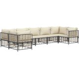 Vidaxl - 7-tlg. Garten-Lounge-Set mit Kissen Anthrazit Poly Rattan