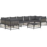 Vidaxl - 8-tlg. Garten-Lounge-Set mit Kissen Anthrazit Poly Rattan