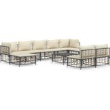 VidaXL 10-delige Loungeset met Kussens - Poly Rattan Antracietkleurig