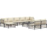 10-tlg. Garten-Lounge-Set mit Kissen Anthrazit Poly Rattan vidaXL