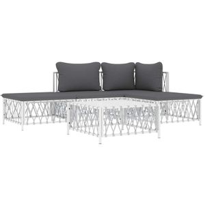 5-tlg. Garten-Lounge-Set mit Kissen Weiß Stahl Vidaxl