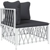 vidaXL 4-tlg. Garten-Lounge-Set mit Kissen Weiß Stahl