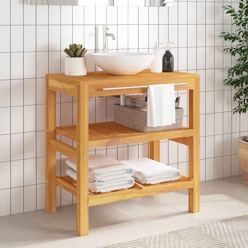 Vidaxl - Waschtisch mit 2 Ablagen 74x45x75 cm Massivholz