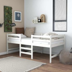 vidaXL Bedframe zonder matras massief grenenhout wit 90x200 cm