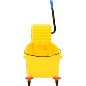 Dweilemmer met wringer en wielen 36 L polypropeen geel