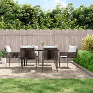 VidaXL 7-delige Tuinset met Kussens - Poly Rattan en Staal