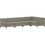 5-tlg. Garten-Lounge-Set mit Kissen Grau Poly Rattan Vidaxl