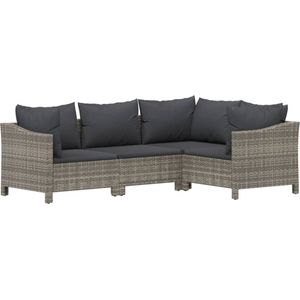vidaXL - Loungeset - Grijs - Poly Rattan - 8-delige Set met Kussens