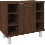 Vidaxl - 3-tlg. Badmöbel-Set Braun Eichen-Optik Holzwerkstoff