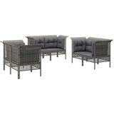 VidaXL 6-delige Loungeset met Kussens - Poly Rattan Grijs