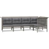 VidaXL 5-delige Loungeset met Kussens - Poly Rattan Grijs