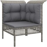 vidaXL 5-delige Loungeset met kussens poly rattan grijs