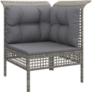 VidaXL 6-delige Loungeset met Kussens - Poly Rattan Grijs