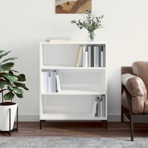 vidaXL Boekenkast - Hoogglans Wit - Bewerkte Hout - 3 Schappen