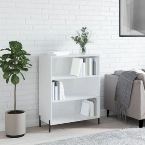 vidaXL - Schappenkast - Hoogglans Wit - Bewerkte Hout - 3 Schappen