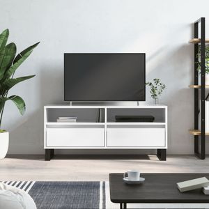 vidaXL - Tv-meubel - 100x34,5x44,5 - cm - bewerkt - hout - hoogglans - wit