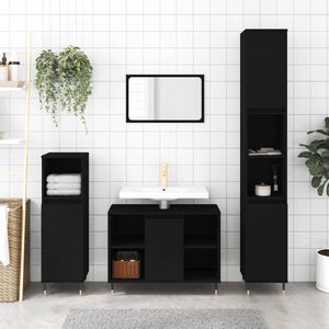vidaXL Badschrank Schwarz 80x33x60 cm Holzwerkstoff