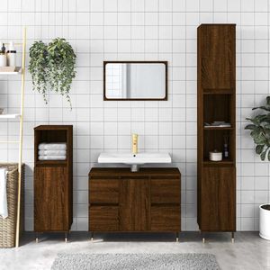 vidaXL - Badkamerkast - 80x33x60 - cm - bewerkt - hout - bruin - eikenkleur