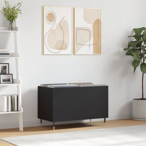 vidaXL - Platenkast - 74,5x38x48 - cm - bewerkt - hout - zwart