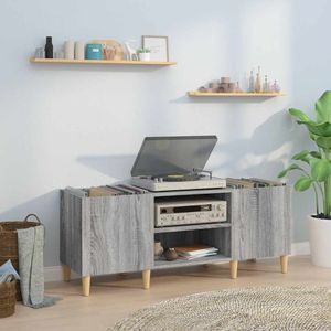 VidaXL Platenkast 121x38x48 cm - Bewerkt Hout - Grijs Sonoma Eikenkleurig