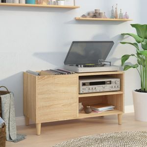 vidaXL - Platenkast - 84,5x38x48 - cm - bewerkt - hout - sonoma - eikenkleurig