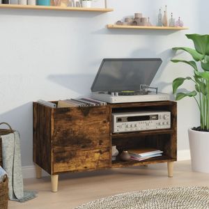 vidaXL - Platenkast - 84,5x38x48 - cm - bewerkt - hout - gerookt - eikenkleurig