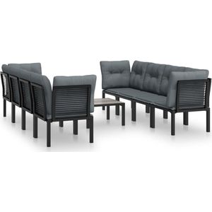 vidaXL 9-delige Loungeset poly rattan zwart en grijs