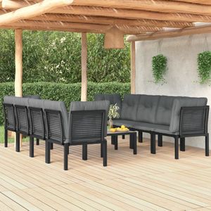 Vidaxl - 9-tlg. Garten-Lounge-Set Schwarz und Grau Poly Rattan