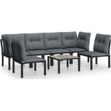 VidaXL 7-delige Loungeset Poly Rattan Zwart/Grijs