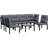 VidaXL 7-delige Loungeset Poly Rattan Zwart/Grijs