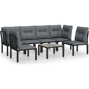 VidaXL 7-delige Loungeset Poly Rattan Zwart/Grijs