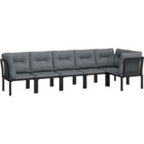 VidaXL 6-delige Loungeset Poly Rattan Zwart/Grijs