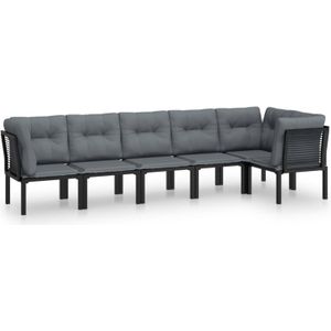 VidaXL 6-delige Loungeset Poly Rattan Zwart/Grijs