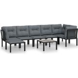 VidaXL 8-delige Loungeset Poly Rattan Zwart/Grijs