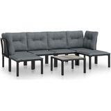 VidaXL 7-delige Loungeset Poly Rattan Zwart/Grijs