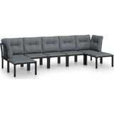 VidaXL 7-delige Loungeset Poly Rattan Zwart/Grijs