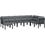 VidaXL 8-delige Loungeset Poly Rattan Zwart/Grijs