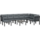 VidaXL 9-delige Loungeset Poly Rattan Zwart/Grijs